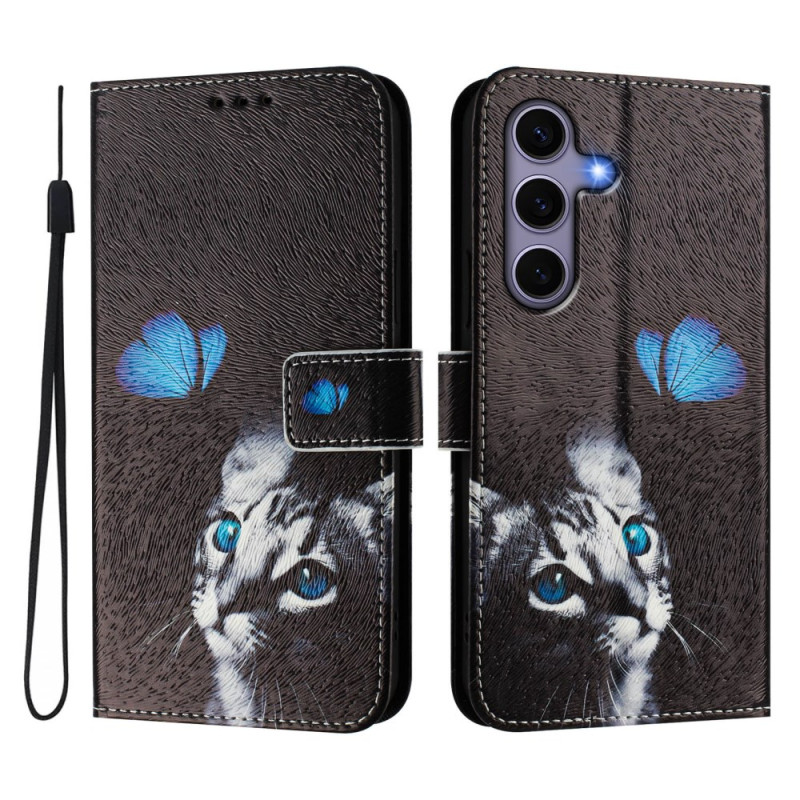 Funda con colgante
 de mariposa y gatito para Samsung Galaxy S25 5G