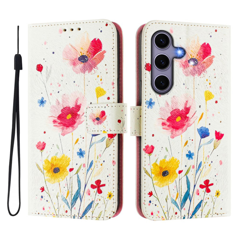 Funda Samsung Galaxy S25 5G estampado floral con colgante
