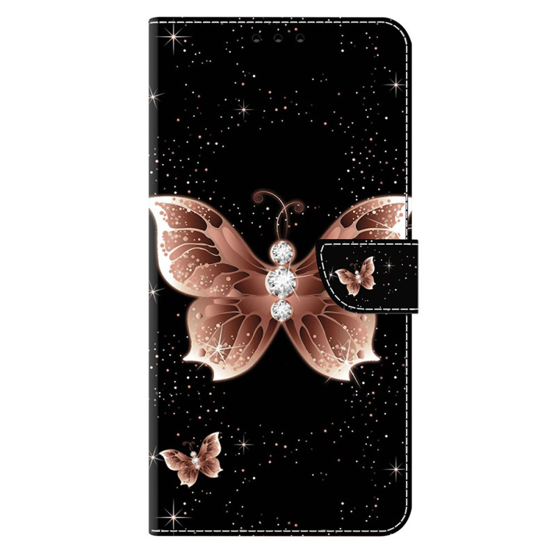 Funda Samsung Galaxy S25 5G Rosa Mariposa y Diamante