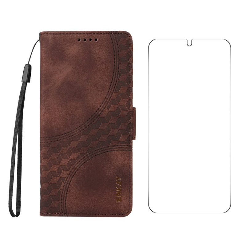 Samsung Galaxy S25 5G Funda de piel sintética con protector de pantalla ENKAY