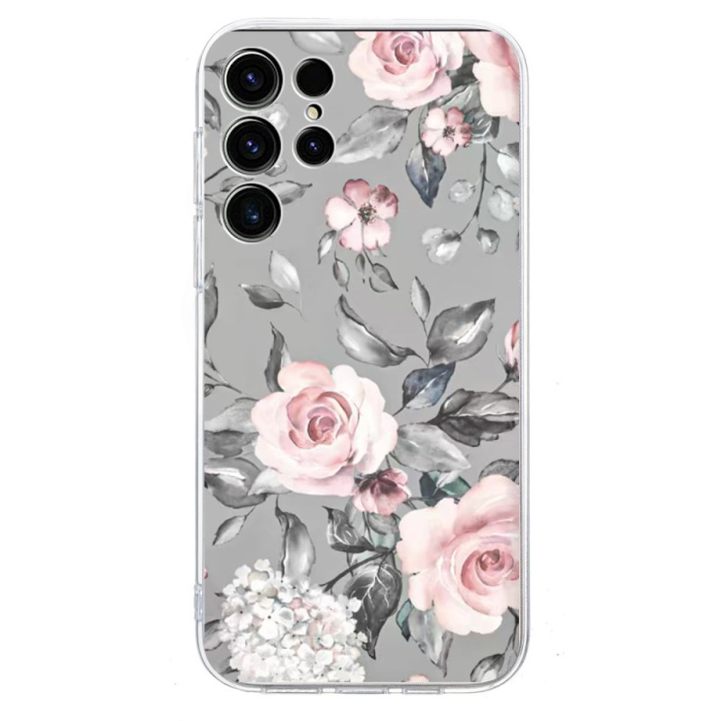 Funda Samsung Galaxy S25 Ultra 5G Diseño floral sobre fondo gris