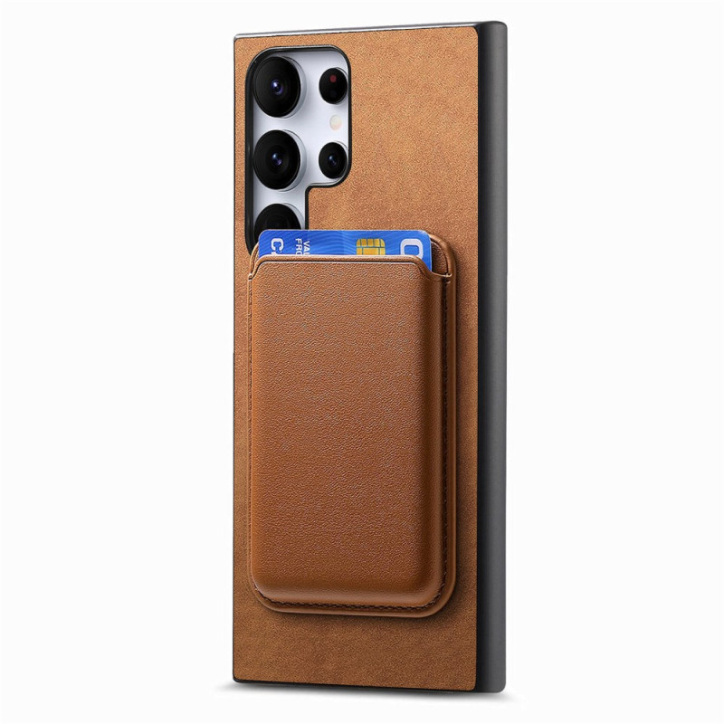 Samsung Galaxy S25 Ultra 5G Funda estilo gamuza Funda magnética desmontable para tarjetas