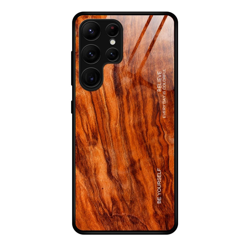 Samsung Galaxy S25 Ultra 5G Funda de Cristal de Madera Tapa Dura