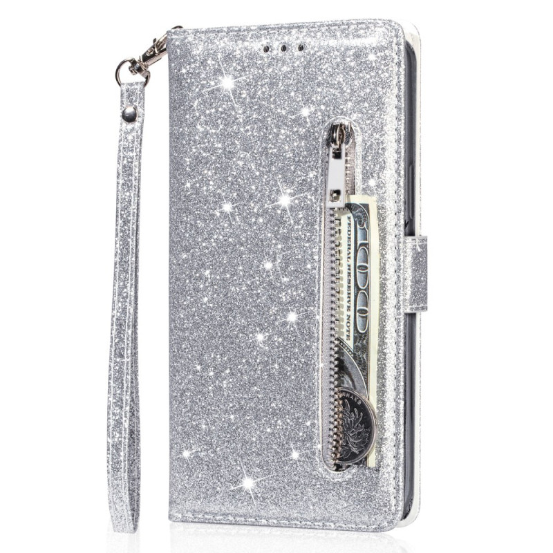 Funda Samsung Galaxy A56 5G Glitter con bolsillo con cremallera