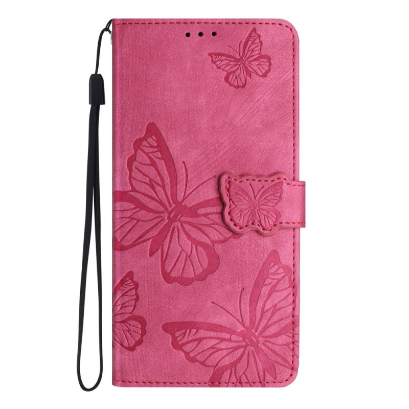 Funda Samsung Galaxy A56 5G Efecto Gamuza Mariposas con Colgante
