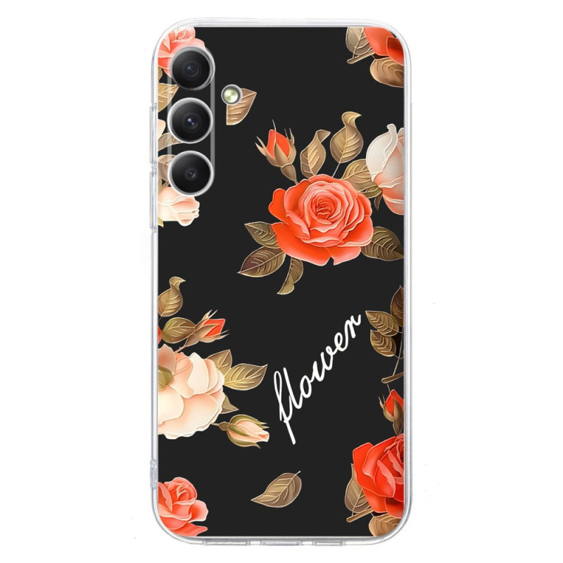 Funda Samsung Galaxy A26 5G Diseño floral sobre fondo negro