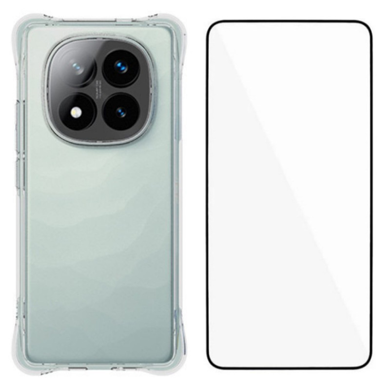 Xiaomi Redmi Note 14 Pro Plus 5G Funda reforzada transparente con protector de pantalla de cristal templado