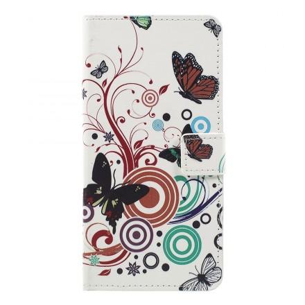 Funda Samsung Galaxy A7 con diseño de mariposas y flores