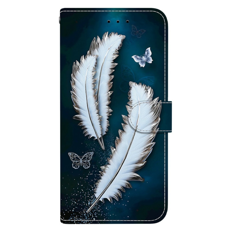 Xiaomi Redmi 14C / Poco C75 Funda Plumas y Mariposas Blancas