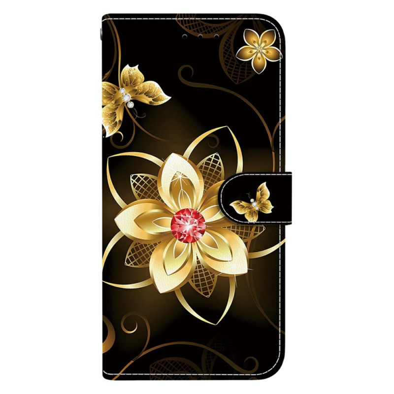 Xiaomi Redmi 14C / Poco C75 Funda Floral Dorada