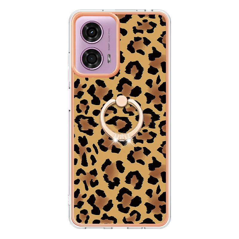 Funda Moto E14 Soporte de anillo con estampado de leopardo