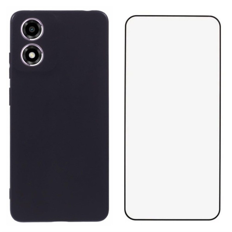 Moto E14 Funda de silicona con protector de pantalla de cristal templado