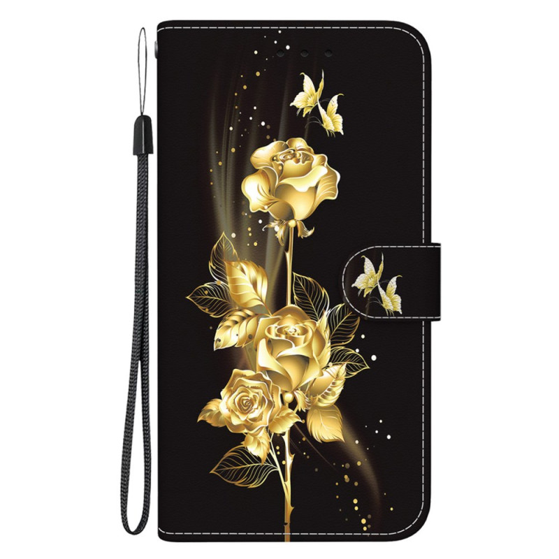 Honor Magic 7 Lite / X9c Funda Mariposa Oro y Rosa