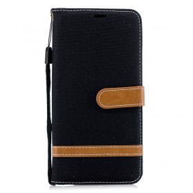 Funda de tela y efecto cuero para Samsung Galaxy A7 con colgante