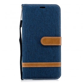 Funda de tela y efecto cuero para Samsung Galaxy A7 con colgante