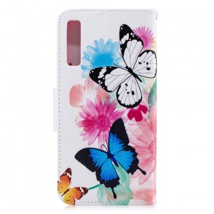 Funda Samsung Galaxy A7 Pintada Mariposas y Flores