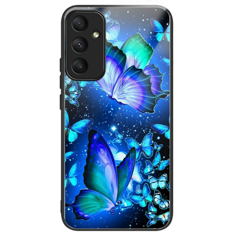 Galaxy A36 5G Funda de Vidrio Templado Mariposas Azules