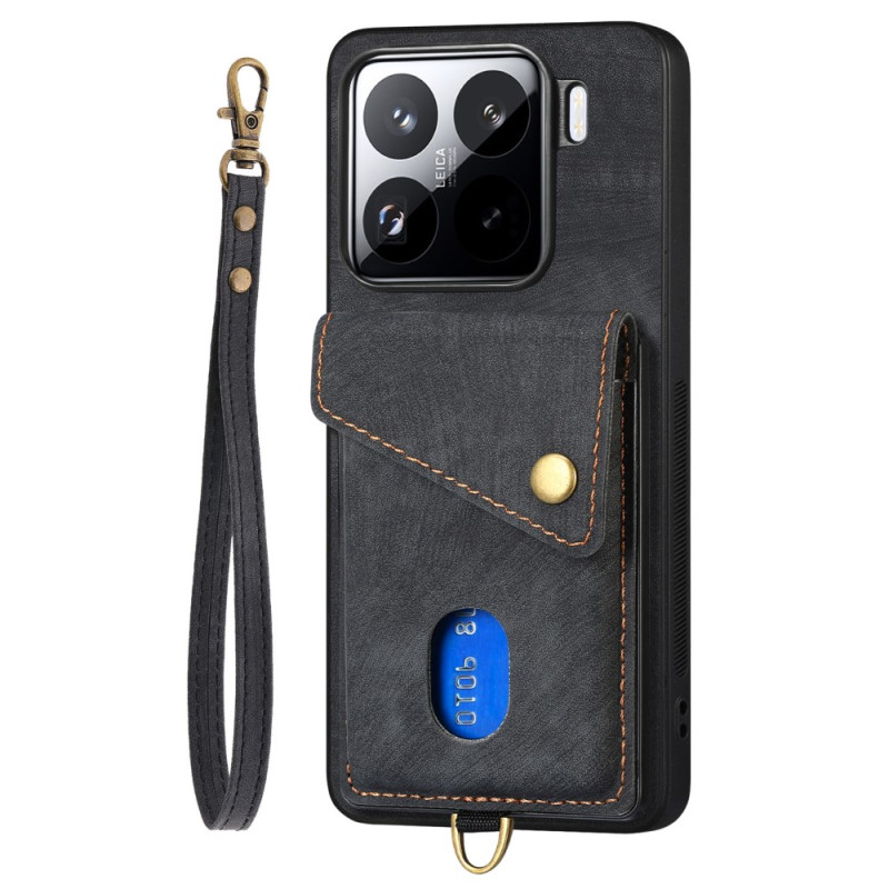 Xiaomi 15 Pro Suede Effect Funda Tarjetero y Lanyard