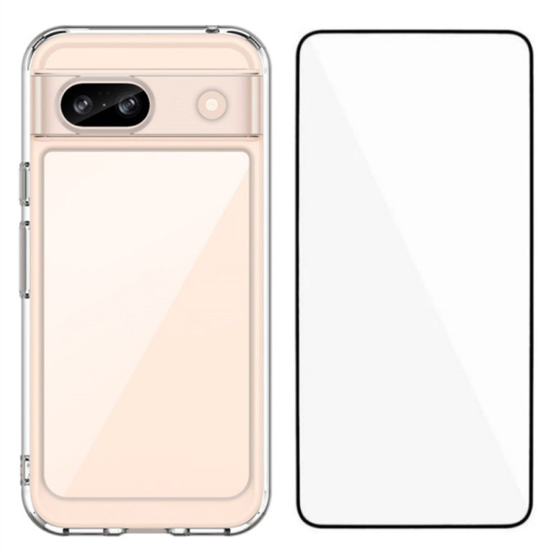 Funda transparente para Google Pixel 8A con película protectora de cristal templado