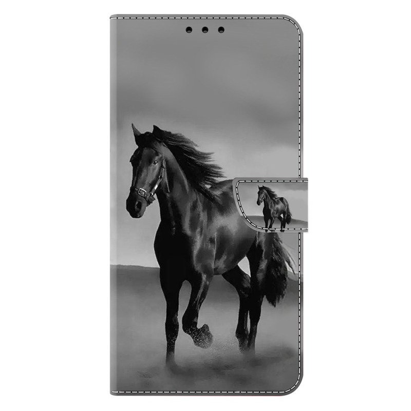 Funda Google Pixel 9A con cierre magnético y motivo 3D - Caballo negro