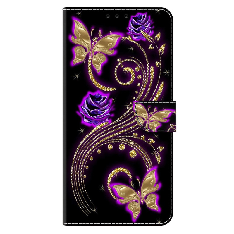 Funda Google Pixel 9A Flores y mariposas moradas