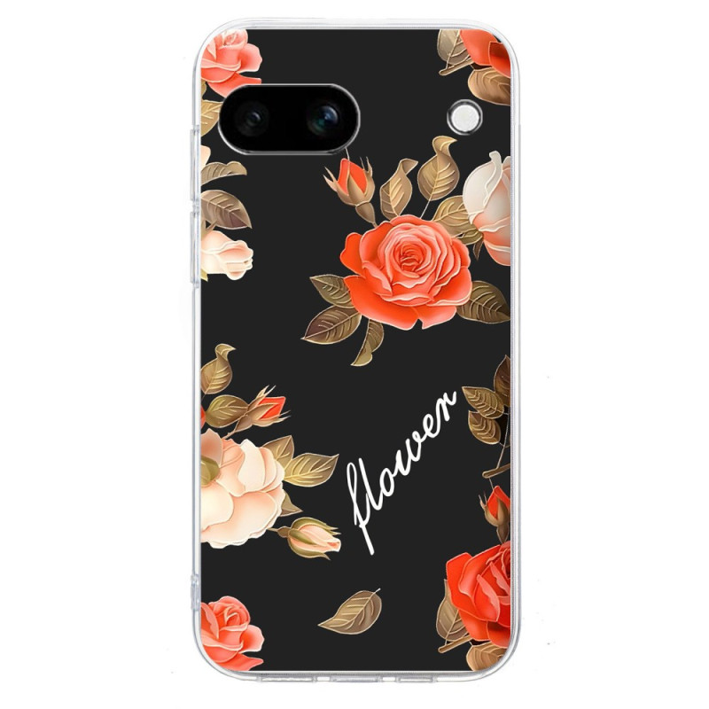 Funda Google Pixel 9A Patrón floral sobre fondo negro