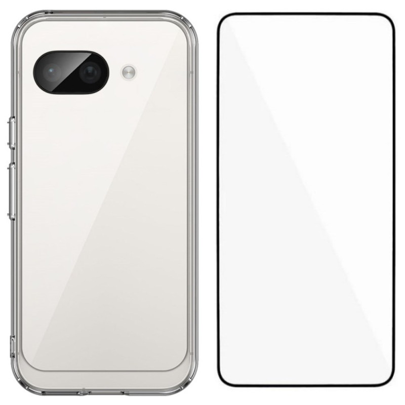 Funda transparente para Google Pixel 9A con protector de pantalla de cristal templado