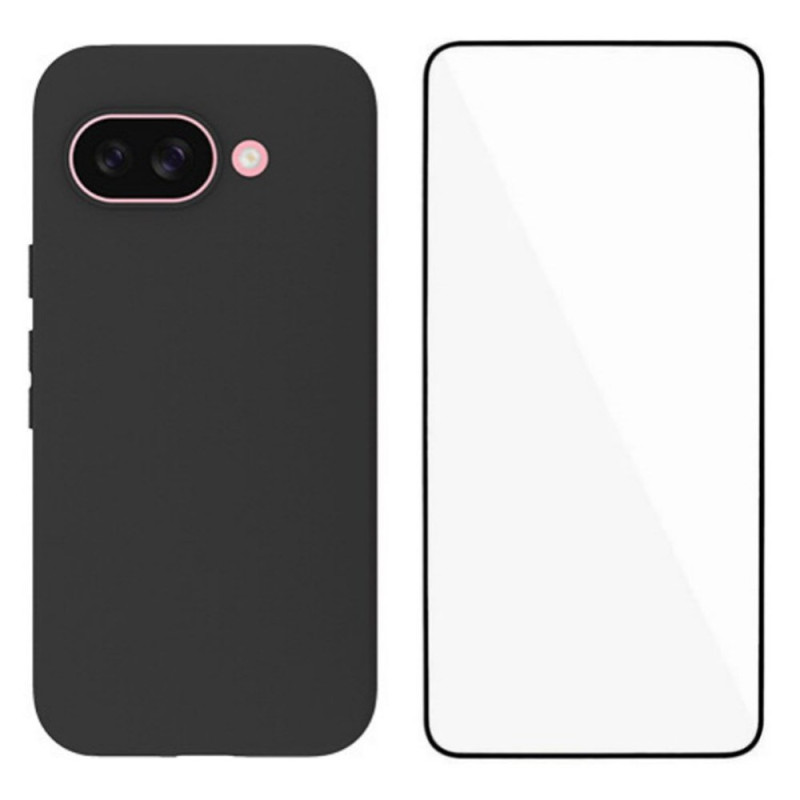 Funda de silicona para Google Pixel 9A con protector de pantalla de cristal templado