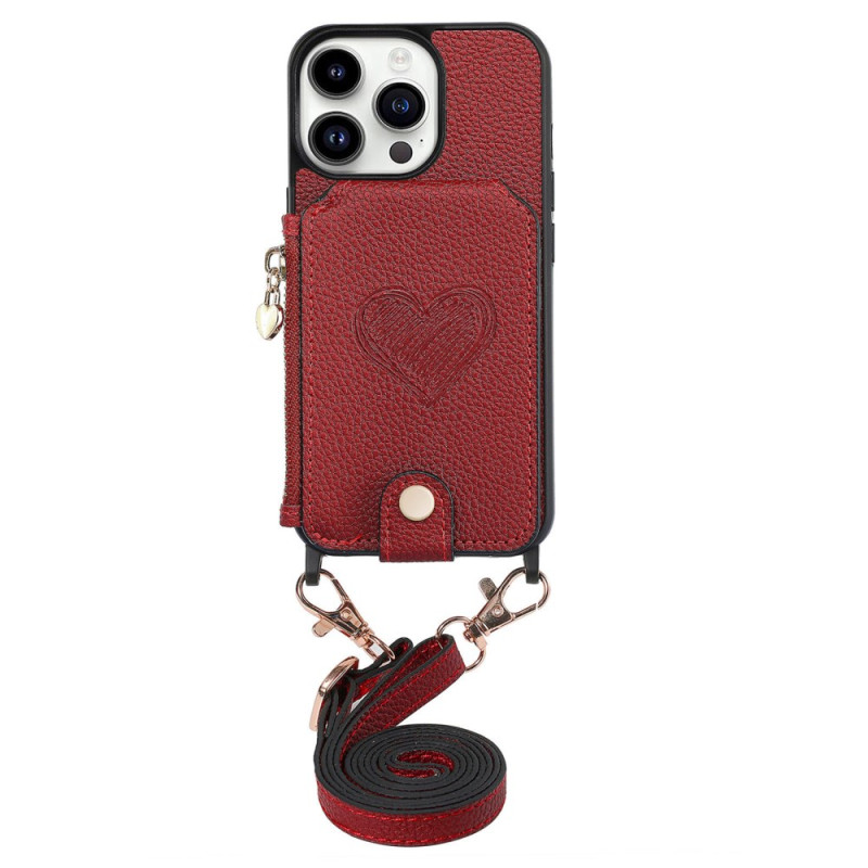 Funda con cable para iPhone 16 Pro Soporte y tarjetero
