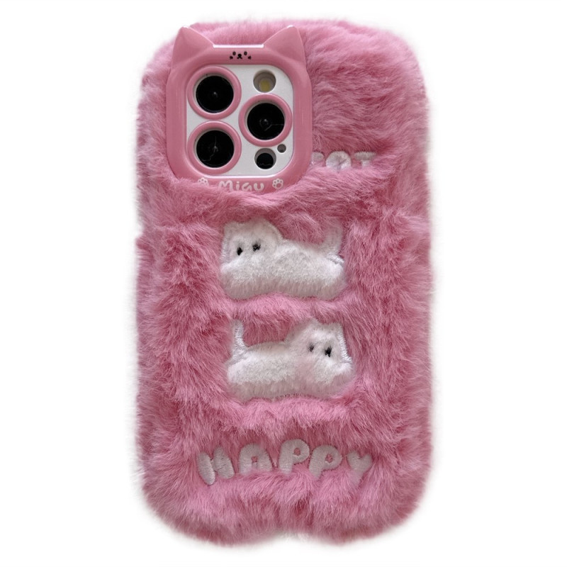 Funda iPhone 16 Pro con gatos bordados