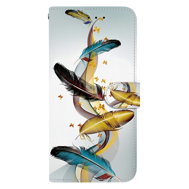 Moto G85 5G Funda Mariposas y Plumas