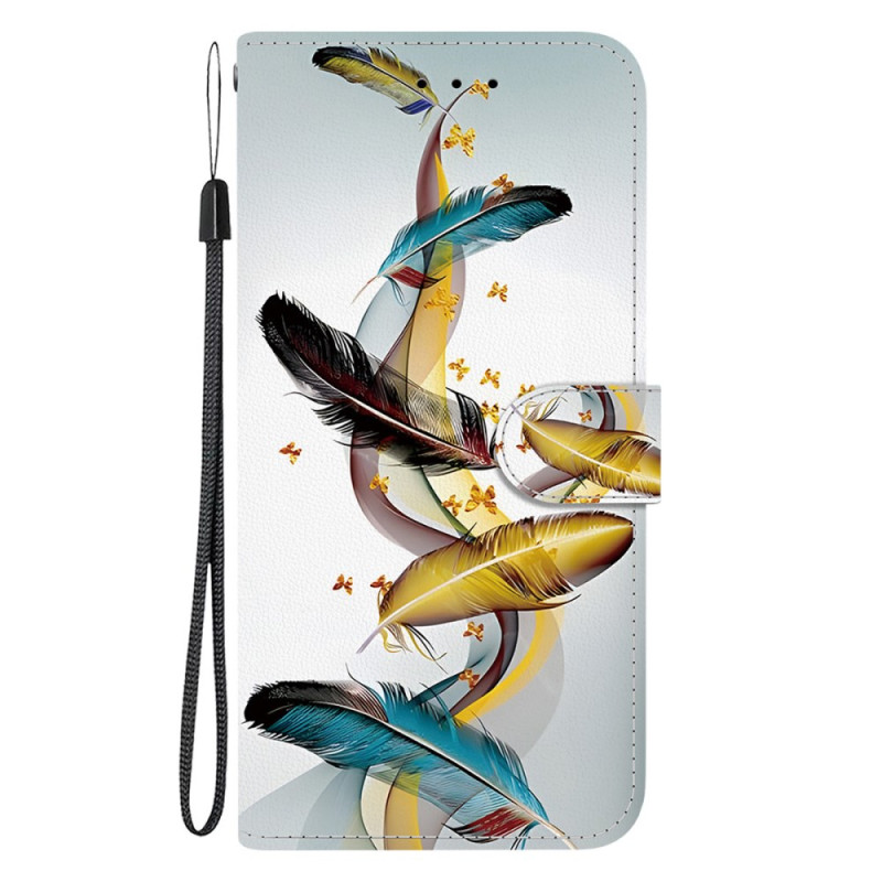 Moto G55 5G Funda Mariposas y Plumas