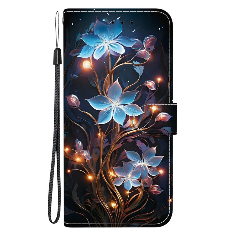 Moto G55 5G Funda Flores Pequeñas y Farolillos