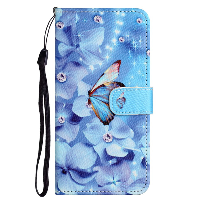 Elegante funda de cartera para Motorola Moto G55 5G - Motivo de flores y mariposas