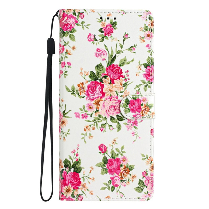 Moto G35 5G Funda Patrón Floral Rojo