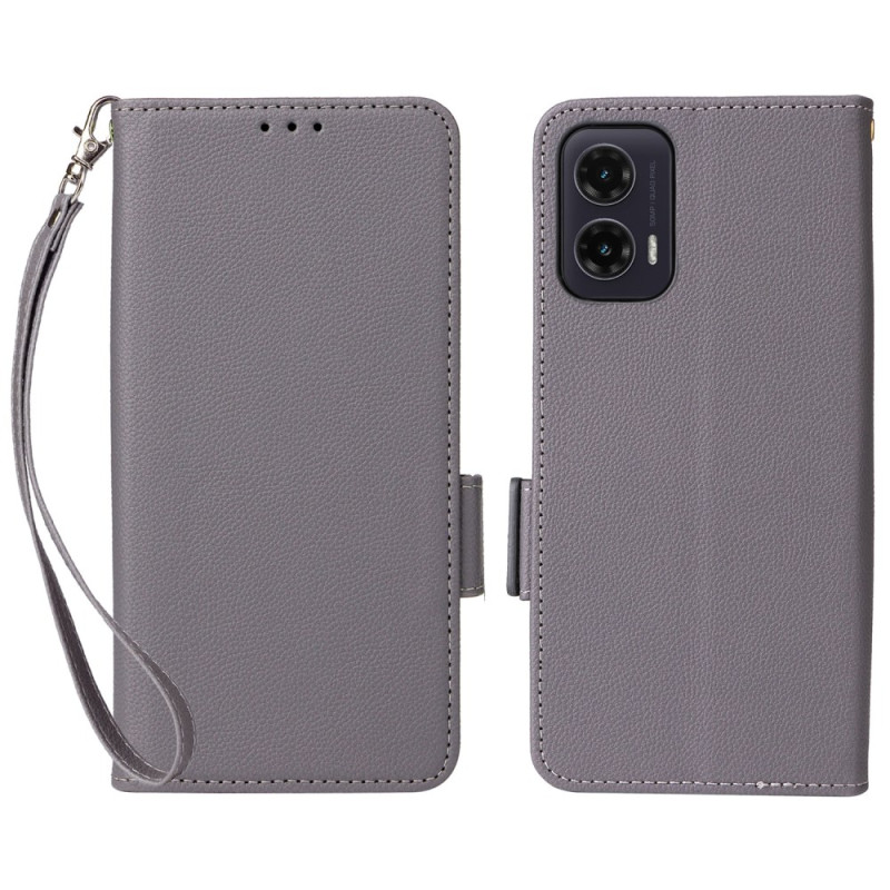 Funda de piel sintética con colgante
 de litchi para Moto G35 5G