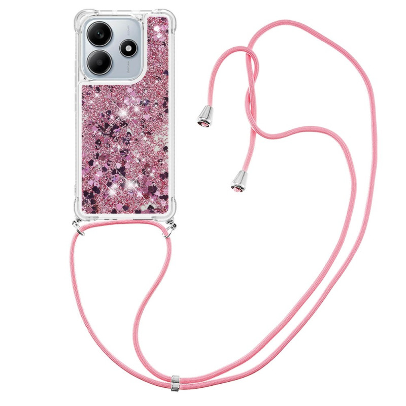 Xiaomi Redmi Note 14 5G Funda con cordón de purpurina