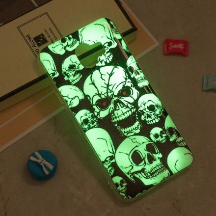 Funda fluorescente Samsung Galaxy J6 Caution Skulls