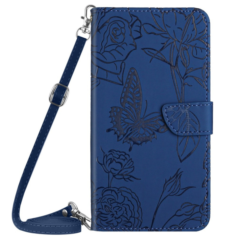 Funda Samsung Galaxy M35 5G con bandolera con estampado de mariposas