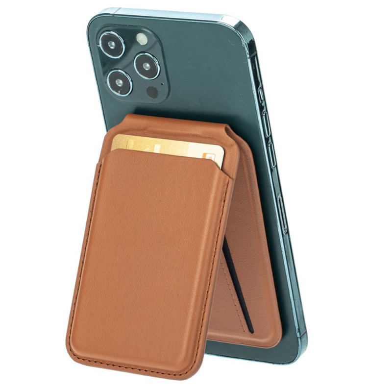 Soporte y tarjetero magnético efecto piel para iPhone
