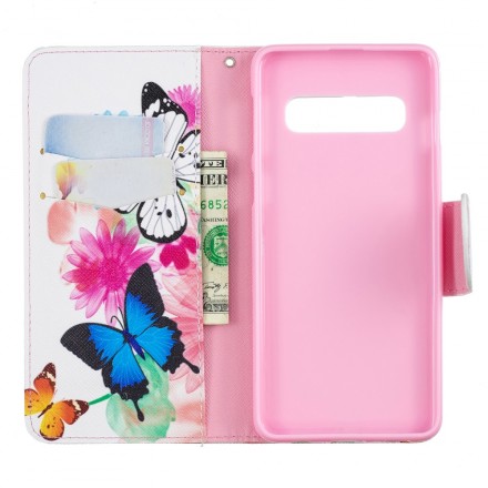 Funda Samsung Galaxy S10 pintada con mariposas y flores
