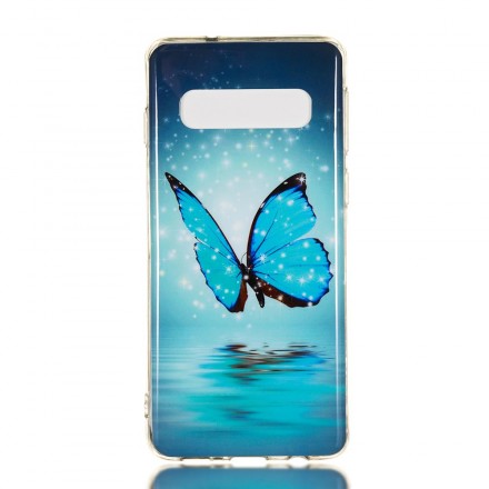 Samsung Galaxy S10 Funda Mariposa Azul Fluorescente