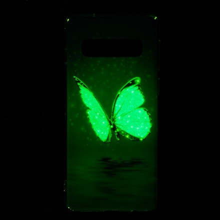 Samsung Galaxy S10 Funda Mariposa Azul Fluorescente