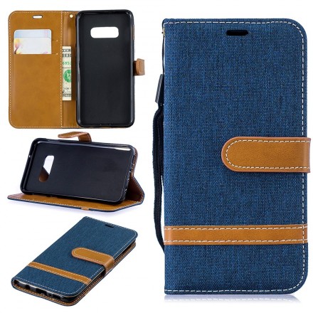Funda de tela y colgante efecto cuero para Samsung Galaxy S10 Lite Funda de tela y colgante efecto cuero para Samsung Galaxy S10 Lite