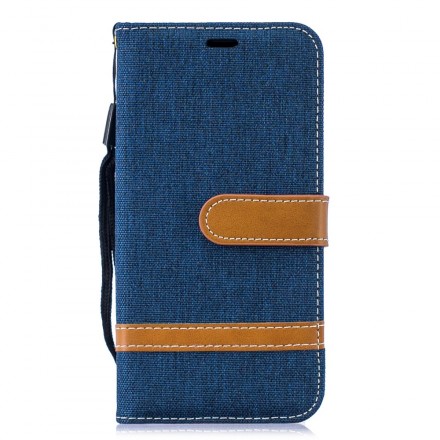 Funda de tela y colgante efecto cuero para Samsung Galaxy S10 Lite Funda de tela y colgante efecto cuero para Samsung Galaxy S10 Lite