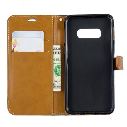 Funda de tela y colgante efecto cuero para Samsung Galaxy S10 Lite Funda de tela y colgante efecto cuero para Samsung Galaxy S10 Lite