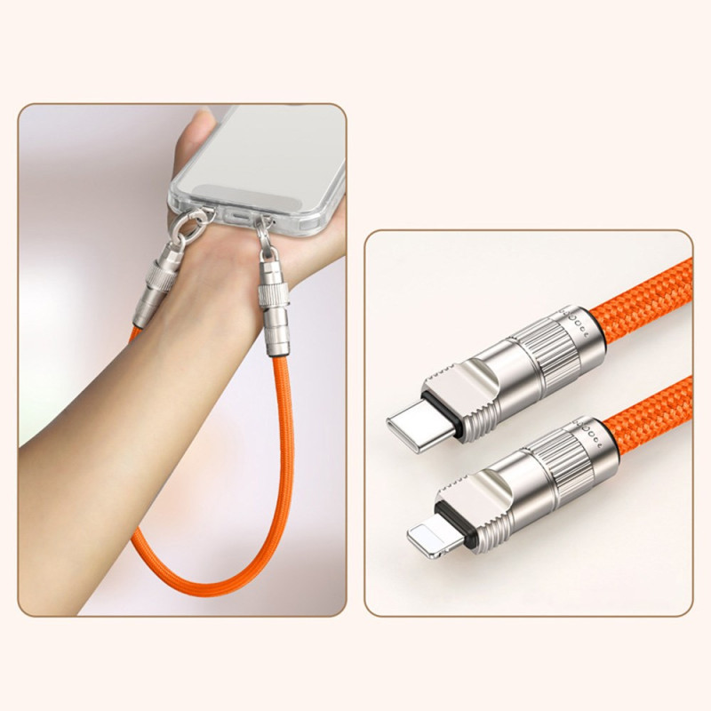 Cable de carga de 30 cm con cordón Tipo-C a puerto en L
