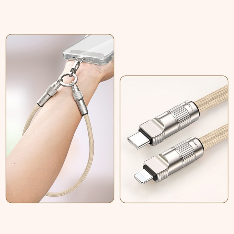 Cable de carga de 30 cm con cordón Tipo-C a puerto en L