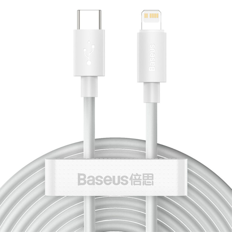 Kit de cable de datos de Type-C a iP [2 piezas] Simple Wisdom BASEUS (blanco) - 1,5 m