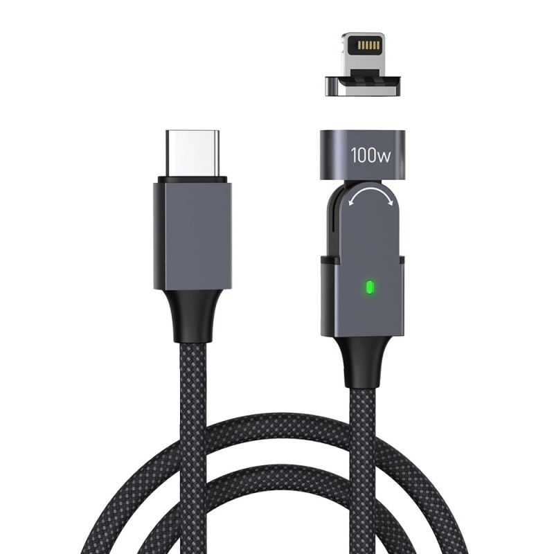 Cable de carga magnético Type-C con conector iP giratorio 180 grados - 1 m
